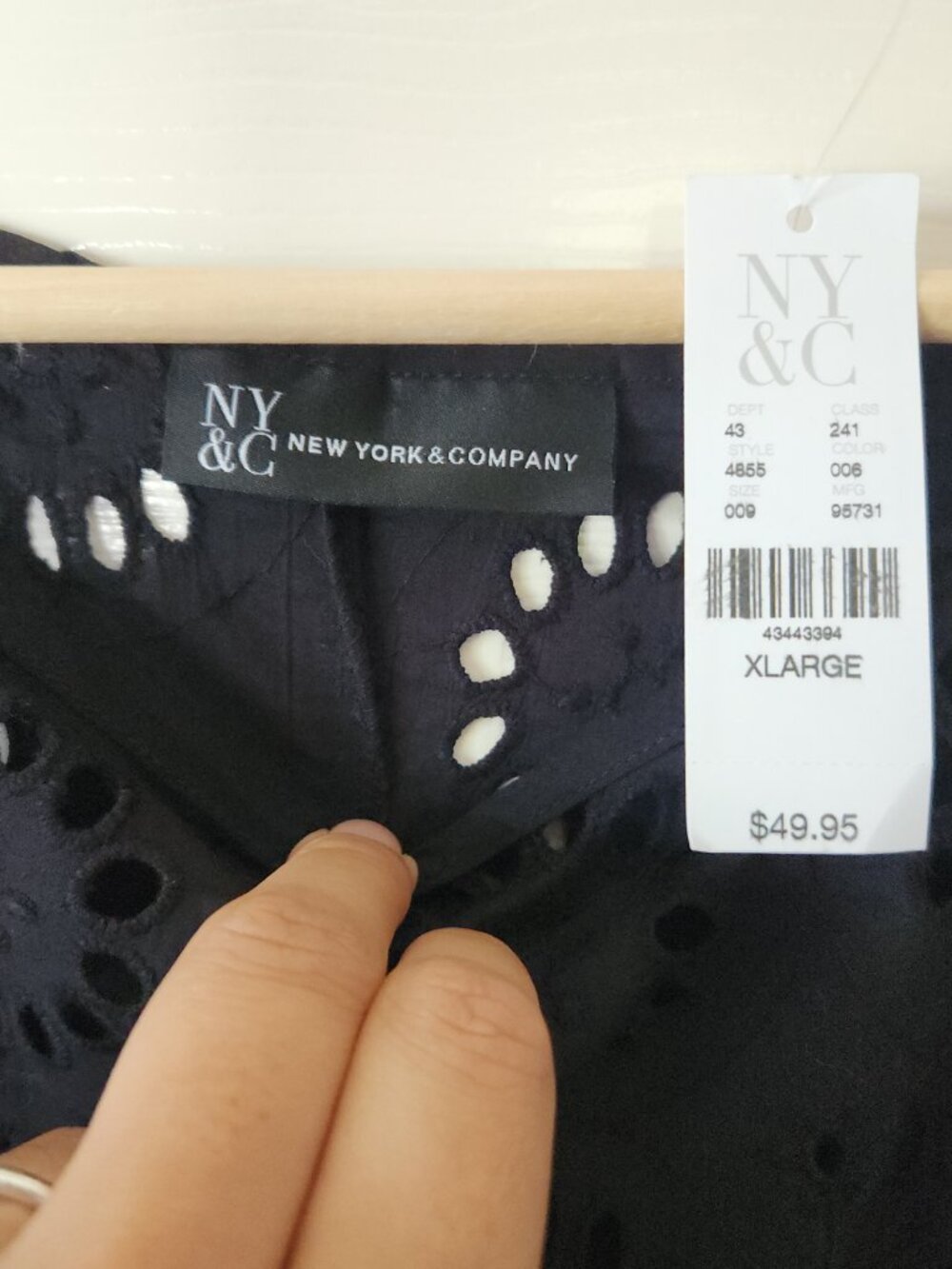 New York & Company Black Eyelet Lace Bell Sleeve Top - Picture 4 of 5